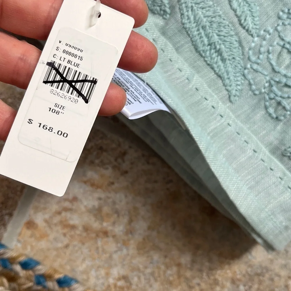 Anthropologie Manette Embroidered Cotton Linen Sheer Curtain 50 x 108 NWT